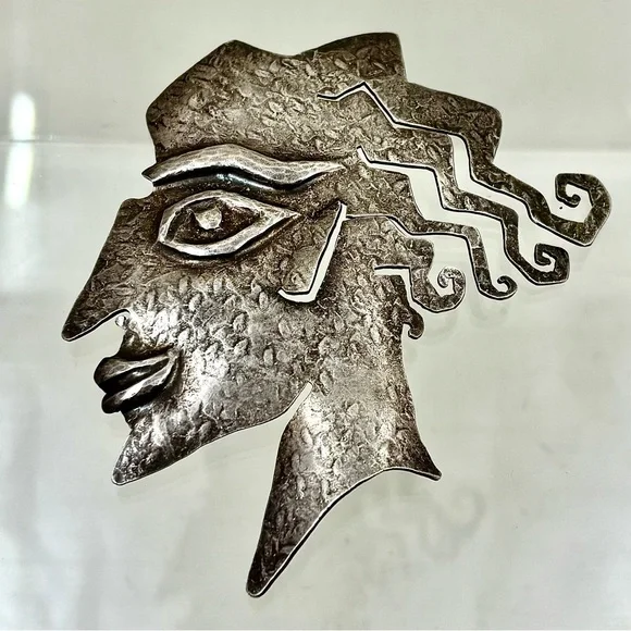 Herve Van Der Straeten Large Woman's Head Brooch - Rare!